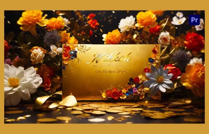Luxurious Golden Muslim Wedding Invitation 3D Slideshow